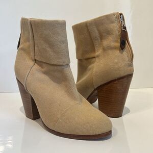 Rag & Bone Newbury Light Tan Canvas/Leather Ankle Boots Size 6.5‎